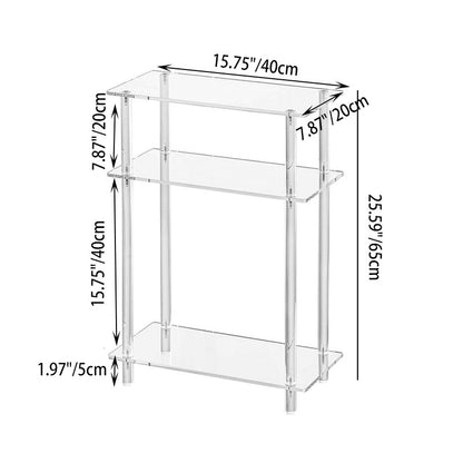 Modern Minimalist Acrylic Oval Rectangular Side Table With 2/3-Tier Storage For Living Room