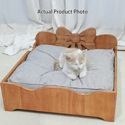 Contemporary Creative Rectangular Bow-Shaped Poplar Wood Cat Bed & Dog Bed For Bedroom