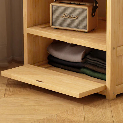 Modern Minimalist Bamboo & MDF Rectangular Hall Tree With 1-Cabinet 2-Tier Storage For Bedroom & Living Room