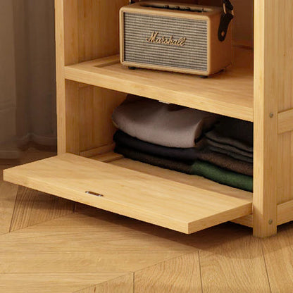 Modern Minimalist Bamboo & MDF Rectangular Hall Tree With 1-Cabinet 2-Tier Storage For Bedroom & Living Room