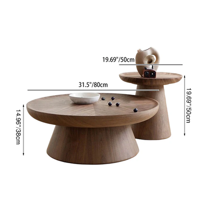 Modern Minimalist MDF Round Coffee Table Set With Raised Edges For Living Room