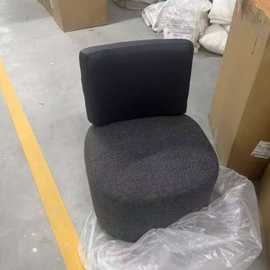 Contemporary Scandinavian Linen Faux Nappa Leather Carbon Steel Round Square Accent Chair With Backrest For Living Room