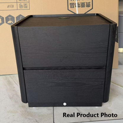 Traditional Vintage Square Hidden 2 Drawers Nightstand - Wireless Charging Sensor Light Bedside Table For Bedroom