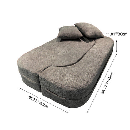 Modern Minimalist Foldable Sherpa Sofa - Compression Convertible Frame-Free Sofa Bed With High Resilience Foam For Small Spaces