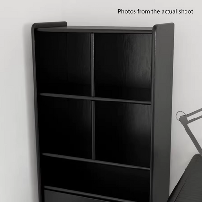 Contemporary Nordic Rectangular Solid Wood Black Display Rack 1-Drawer For Living Room