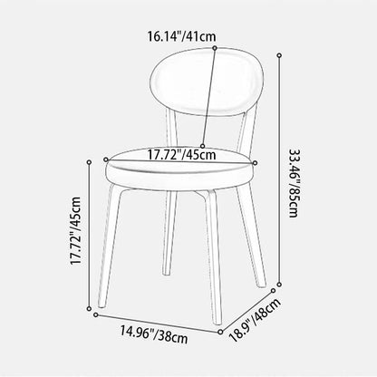 Modern Minimalist Round PU Leather Iron Dining Chair Backrest Armless For Dining Room & Kitchen