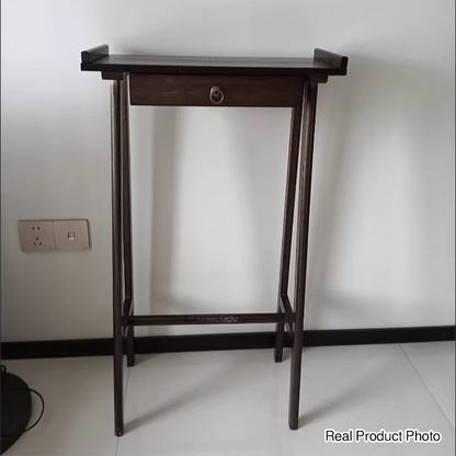 Traditional Chinese Rectangular Bamboo Console Table 1-Drawer For Living Room & Entryway