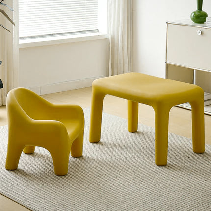 Modern Minimalist Rectangular PE Kids Desk & Chair Set For Bedroom & Living Room