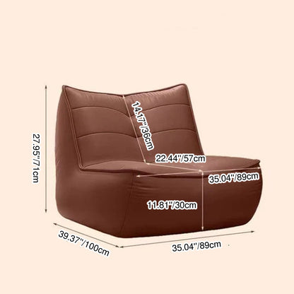 Modern Minimalist Rectangular Cat-Claw Leather Accent Chair Backrest Armless For Living Room