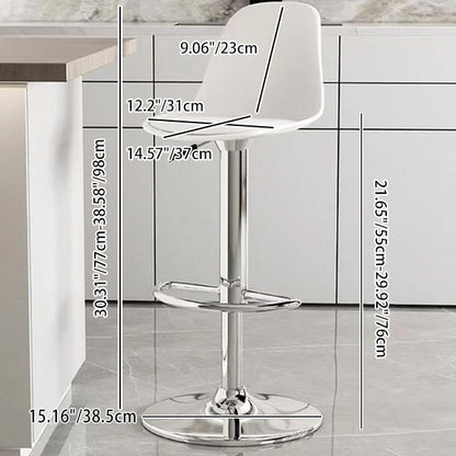 Modern Minimalist Curved PP Stainless Steel Artificial Leather Bar Stool Backrest Armless For Dining Room & Kitchen