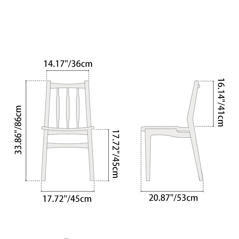 Contemporary Nordic Square-Cornered Solid Wood Dining Chair Backrest For Dining Room