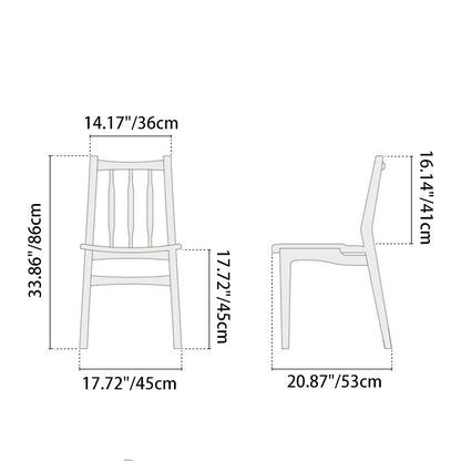 Contemporary Nordic Square-Cornered Solid Wood Dining Chair Backrest For Dining Room