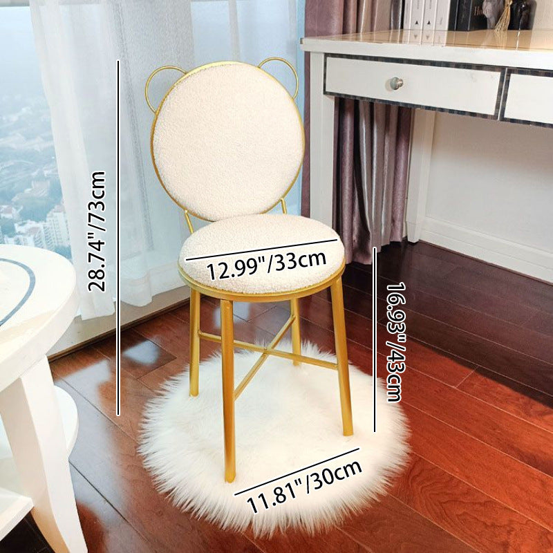 Modern Minimalist Heart-Shaped Teddy Fluff Fabric Velvet Metal Sponge Vanity Stool Backrest For Bedroom
