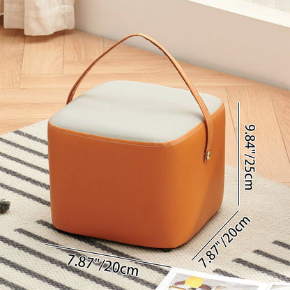 Modern Minimalist Square Solid Wood Plywood Synthetic Fabric Portable Stackable Low Stool For Living Room