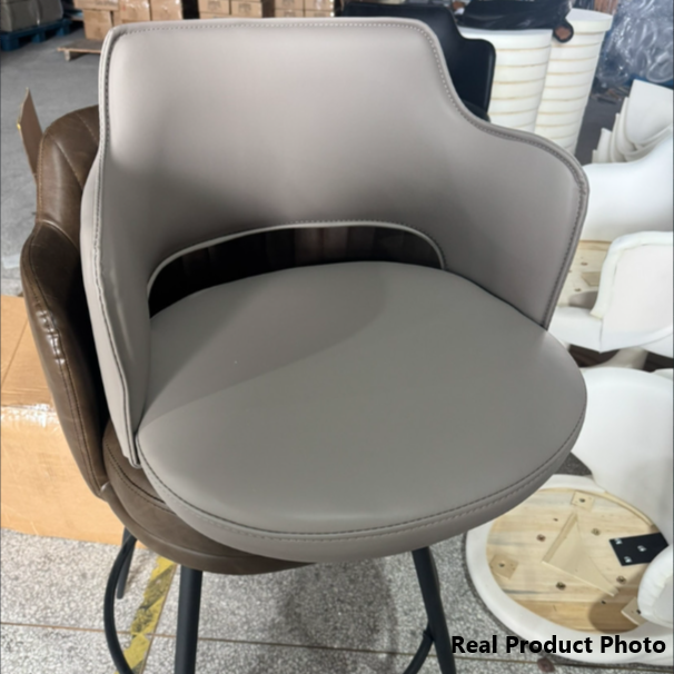 Contemporary Scandinavian Silicone Rubber Leather Iron Curved Round Bar Stool With Backrest Armrests For Dining Room