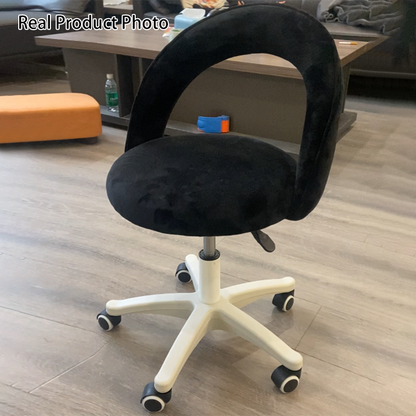 Modern Minimalist Curved Velvet Nylon Plastic Vanity Stool Backrest Armless For Bedroom