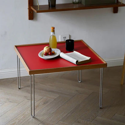 Contemporary Nordic Square Solid Wood Stainless Steel Coffee Table 1-Tier For Living Room