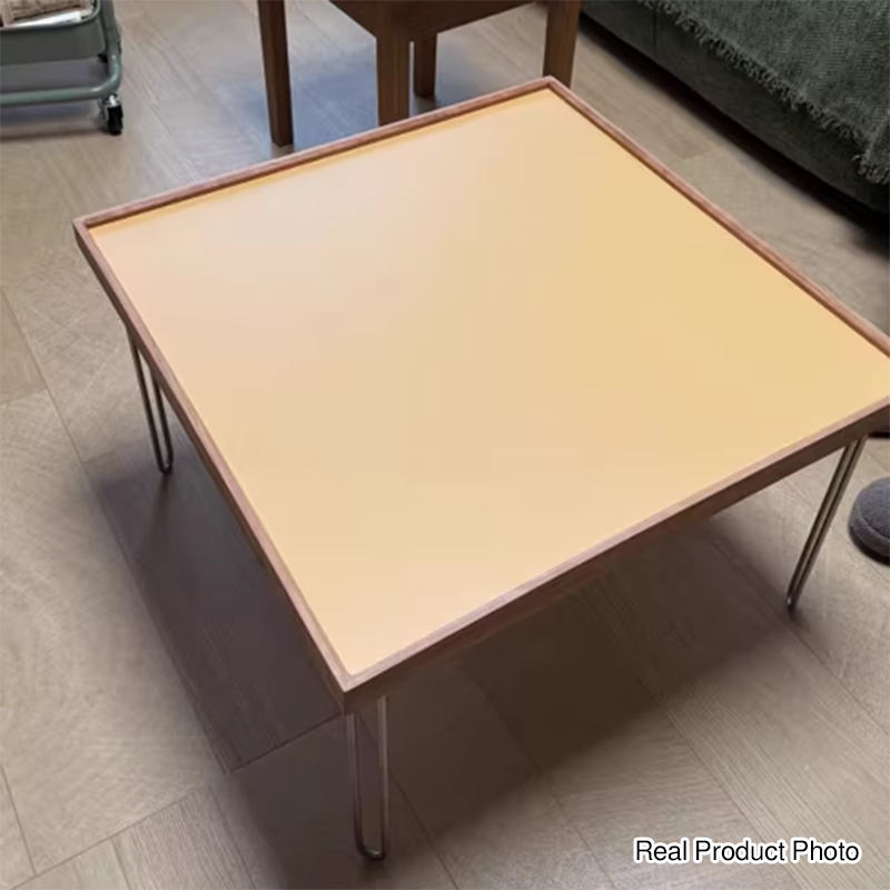 Contemporary Nordic Square Solid Wood Stainless Steel Coffee Table 1-Tier For Living Room