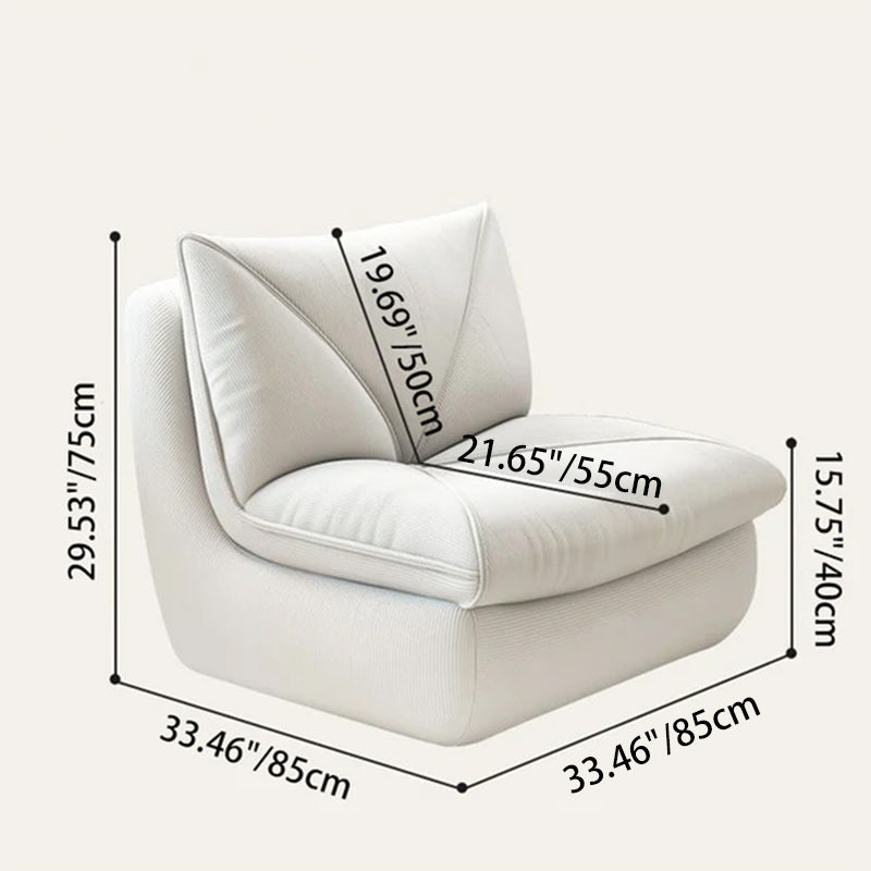 Modern Minimalist Square Rectangular Corduroy Rebound Sponge Compressible Lazy Sofa Backrest Armless For Living Room