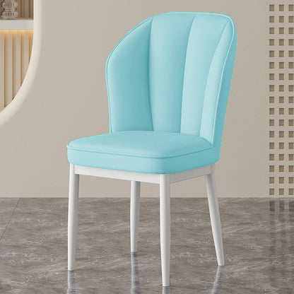 Modern Minimalist Square Metal Faux Nappa Leather Dining Chair Backrest Armless for Dining Room & Kitchen