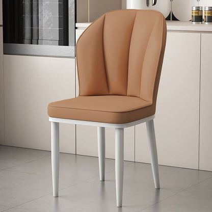 Modern Minimalist Square Metal Faux Nappa Leather Dining Chair Backrest Armless for Dining Room & Kitchen