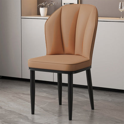 Modern Minimalist Square Metal Faux Nappa Leather Dining Chair Backrest Armless for Dining Room & Kitchen