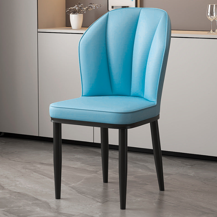 Contemporary Nordic Heart-Shaped Solid Wood Microfiber Leather Dining Chair Backrest Armless For Dining Room & Kitchen
