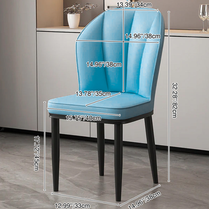 Modern Minimalist Square Metal Faux Nappa Leather Dining Chair Backrest Armless for Dining Room & Kitchen