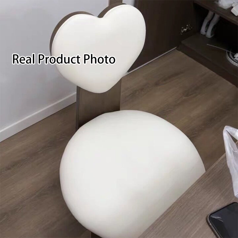 Contemporary Nordic Heart-Shaped Solid Wood Microfiber Leather Dining Chair Backrest Armless For Dining Room & Kitchen
