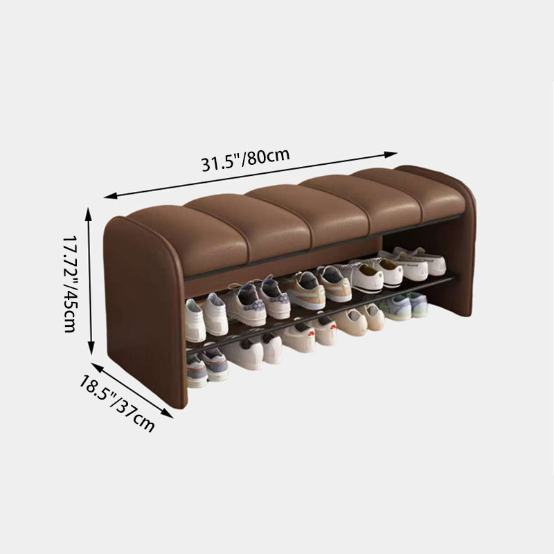 Modern Simplicity Rectangular Iron Synthetic Leather Composite Board Foam Shoe Bench Backless Armless For Entryways