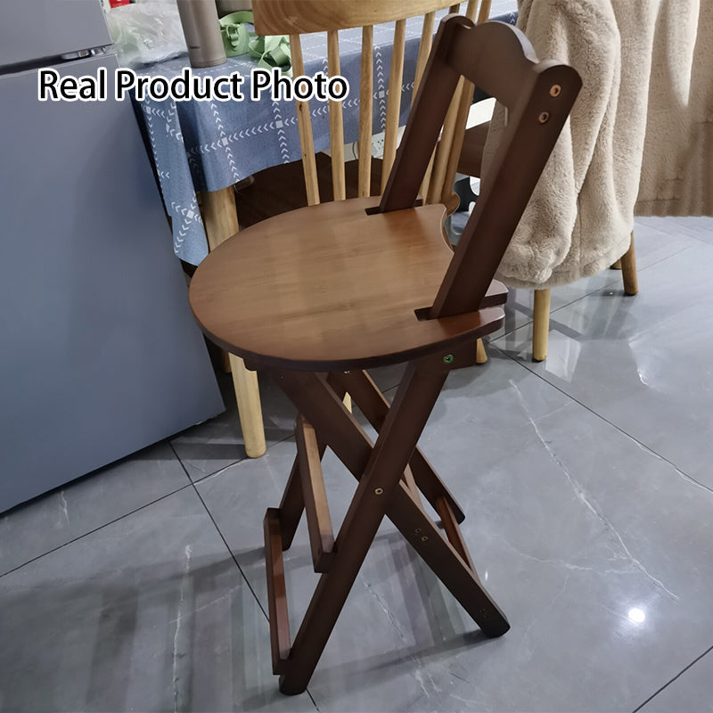 Traditional Rustic Solid Wood Rectangular Foldable Bar Stool For Dining Room & Kitchen