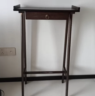 Modern Minimalist Rectangular Bamboo End Table 4-Leg 1-Drawer For Living Room