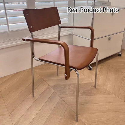 Traditional Vintage Rectangular Iron Solid Wood Multi-Layer Board Stackable Dining Chair Backrest Armrest For Dining Room