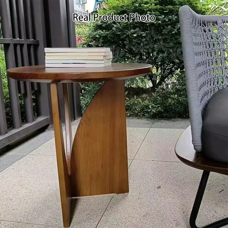 Modern Minimalist Round Solid Wood Multi-Layer Board End Table 1-Tier For Living Room
