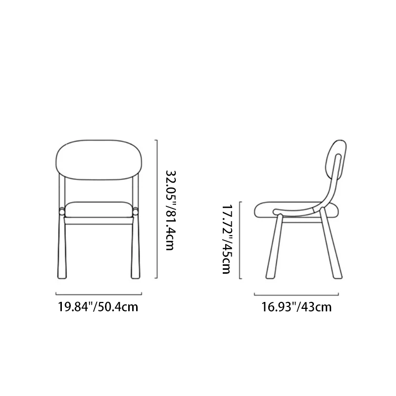 Contemporary Nordic Curved Snowflake Velvet Carbon Steel Dining Chair Backrest Armless For Dining Room & Kitchen