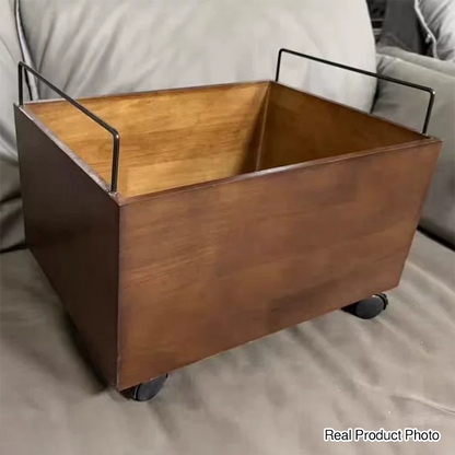 Modern Minimalist Movable Rectangular Rubberwood Iron Kids Storage Cabinet 1-Cabinet For Study