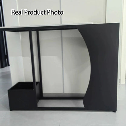 Modern Minimalist Ultra-Narrow Geometric Iron Marble Console Table 2-Tier For Entryway
