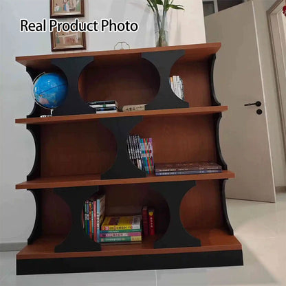 Traditional Vintage Rectangular Particle Board Display Rack 4-Tier For Living Room