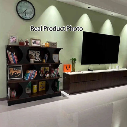 Traditional Vintage Rectangular Particle Board Display Rack 4-Tier For Living Room