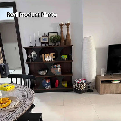 Traditional Vintage Rectangular Particle Board Display Rack 4-Tier For Living Room