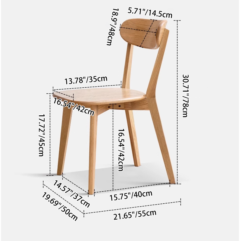 Traditional Chinese Square Rectangular Rubberwood Dining Chair Backrest Armless For Dining Room & Kitchen