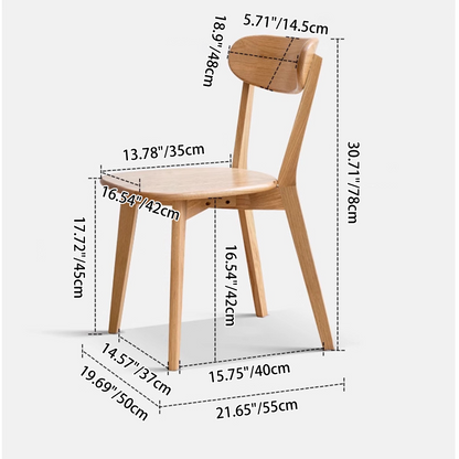 Traditional Chinese Square Rectangular Rubberwood Dining Chair Backrest Armless For Dining Room & Kitchen