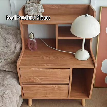 Modern Minimalist Rectangular Medium Density Fiberboard Nightstand 1/2 Drawer For Bedroom