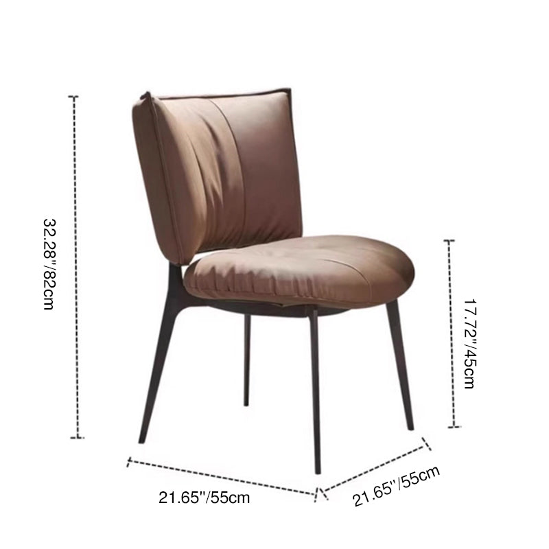 Contemporary Scandinavian Round Rectangular Plywood Carbon Steel Microfiber Leather Sponge Dining Chair Backrest Armless For Dining Room