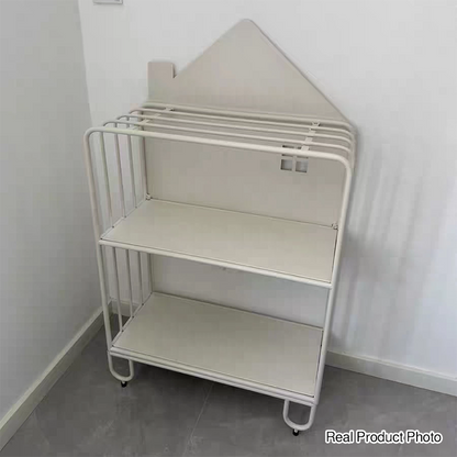 Modern Minimalist Large Capacity House Shape Iron Kids Floor-Standing Bookshelf 2/3-Shelf For Study
