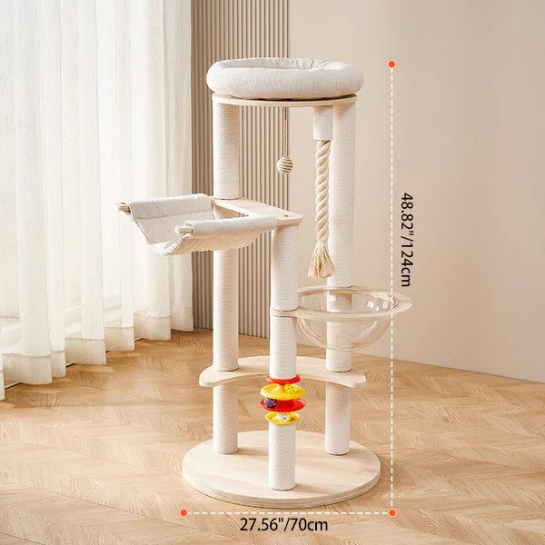 Contemporary Creative Tree Acrylic Multi-Layer Board Corduroy Cotton Rope Multi-Functional Cat Tower 2/4/5-Tier For Living Room