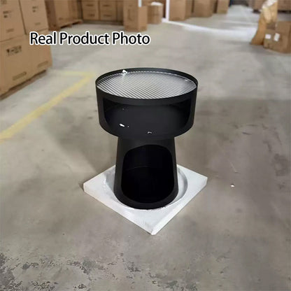 Contemporary Industrial Lighthouse Shape Carbon Steel Tempered Glass End Table 3-Tier For Bedroom