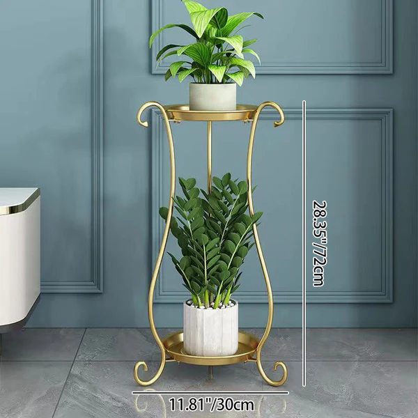 Modern Minimalist Round Iron Display Rack 2-Tray For Living Room
