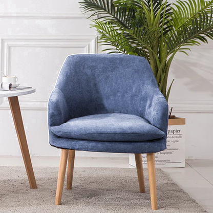 Contemporary Nordic Rectangular Velvet Solid Wood Dining Chair Armrest Backrest For Dining Room