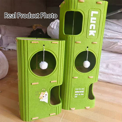 Contemporary Creative Cylindrical Container Felt Pet Bed Cat Tree 2/3 Tier For Bedroom & Living Room